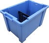 Blue Rolling Storage Bin with Divider and Rails 900549