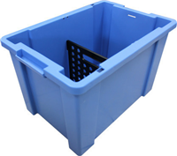 Blue Rolling Storage Bin with Divider and Rails 900549