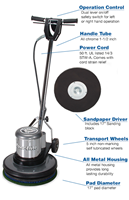 C171SD Power-Flite 17" Size, 1.5 HP Motor, 175 RPM, Classic Metal Floor Machine With Sandpaper Driver