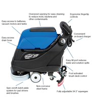 PFS32 Power-Flite Phantom 32" Battery-Powered, TRACTION DRIVE, Automatic Scrubber.