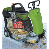 TK1050E Genius IPC Eagle 44" Rider Vacuum Sweeper Battery Powered